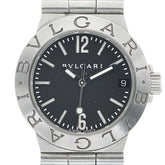 ブルガリ ディアゴノスポーツ 腕時計 LCV29S クオーツ ブラック文字盤 ステンレススチール レディース BVLGARI 【中古】